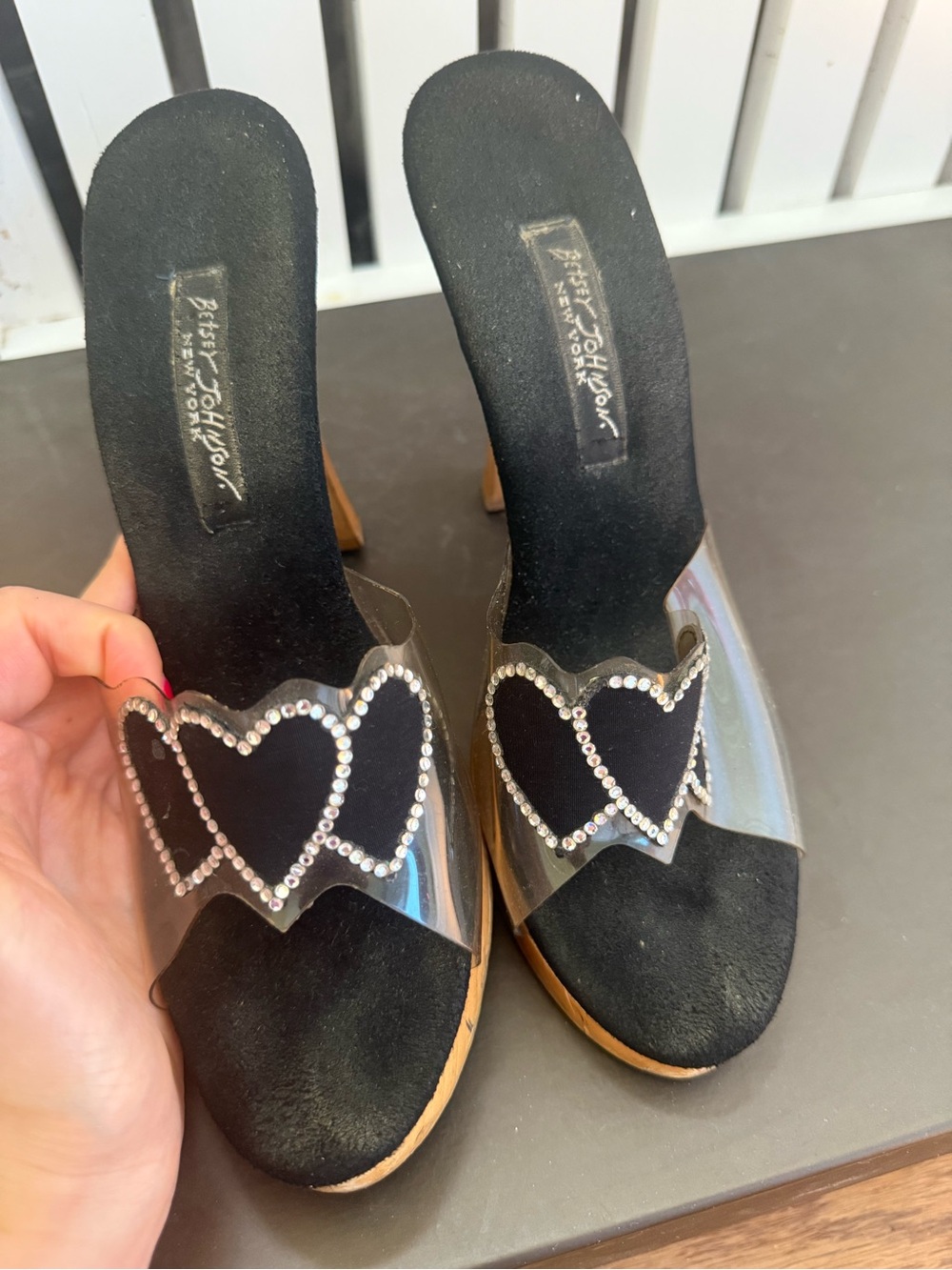 BETSEY JOHNSON VINTAGE RARE (1990's) SEXY WOODEN/PVC preowned size 8 - Picture 2 of 10